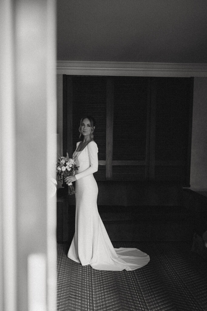 Portrait of bride at Fairmont Jasper Park Lodge