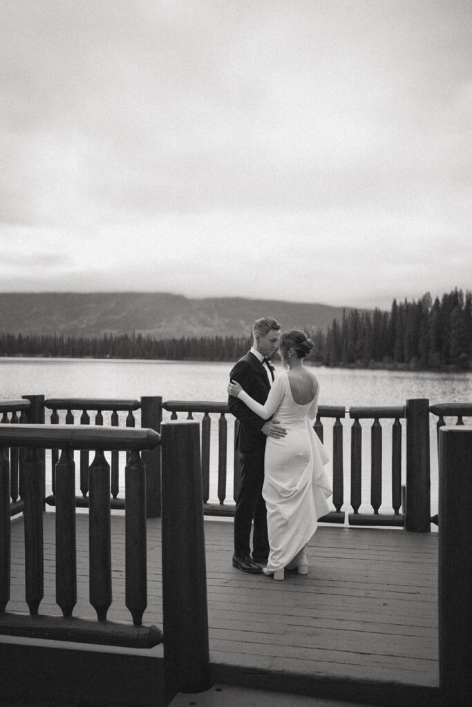 First dance on dock at fairmont jasper park lodge