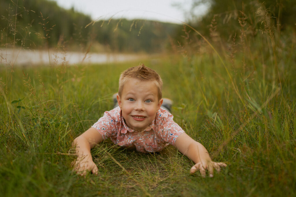 silly photo of young boy
