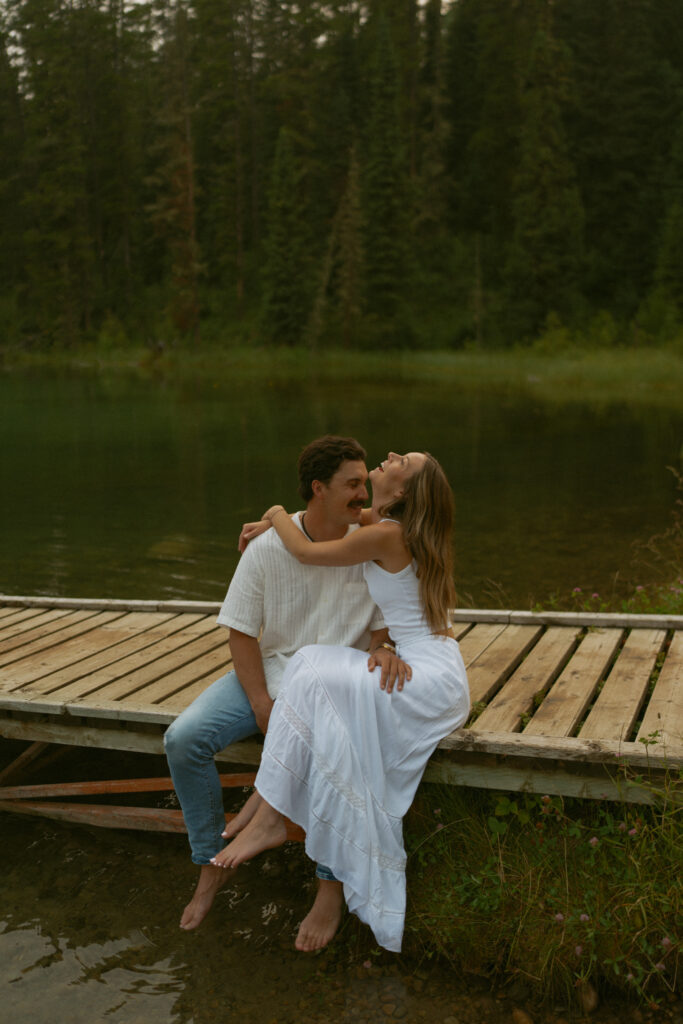 Authentic lakeside love story captured by Edmonton wedding photographer.