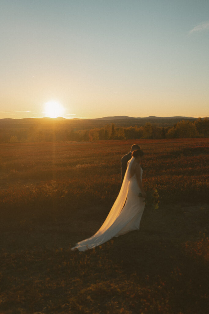 Sunset wedding photos in Ellsworth, Maine