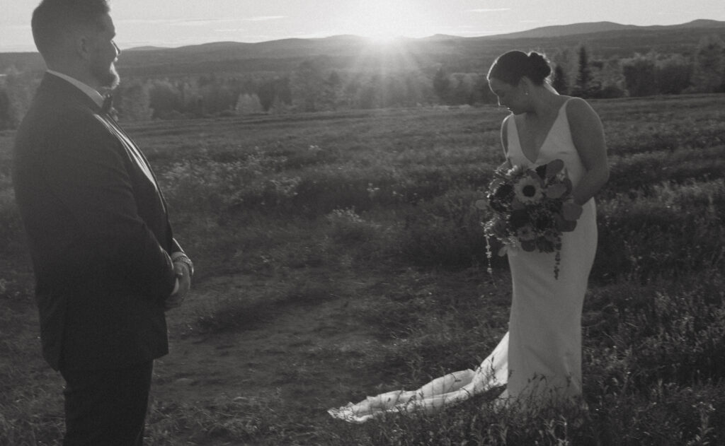 Sunset wedding photos in Ellsworth, Maine