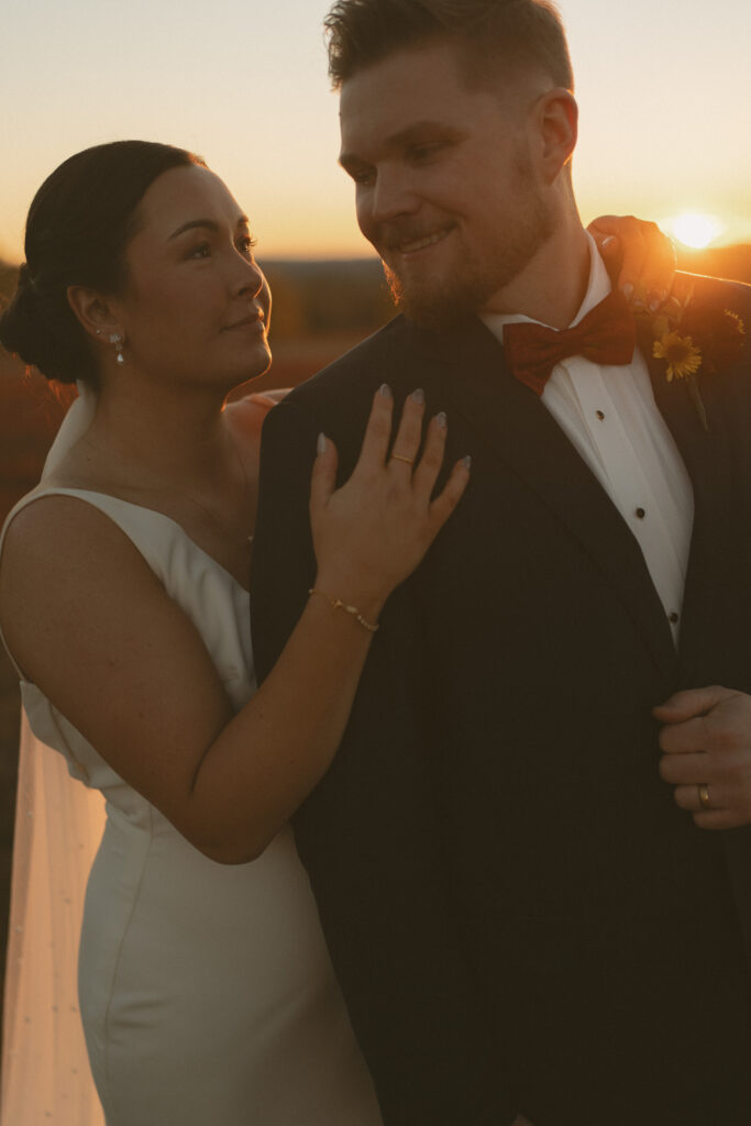 Sunset wedding photos in Ellsworth, Maine